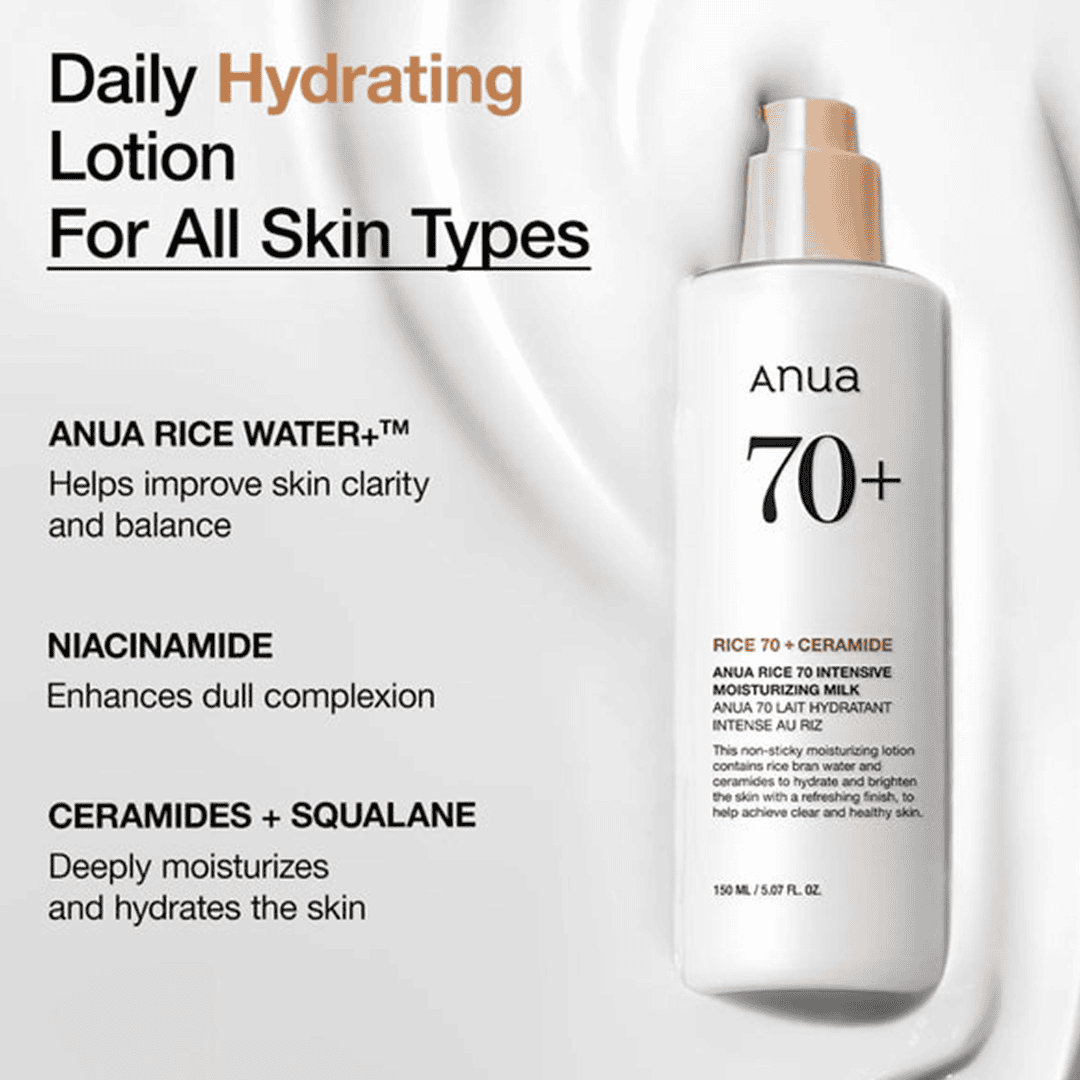 Anua Rice 70+ Intensive Moisturizing Milk - 150ml Moisturizer - XOXO cosmetics