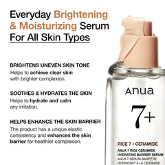 Anua Rice Ceramide 7 Hydrating Barrier Serum - 50ml Face Serum - XOXO cosmetics