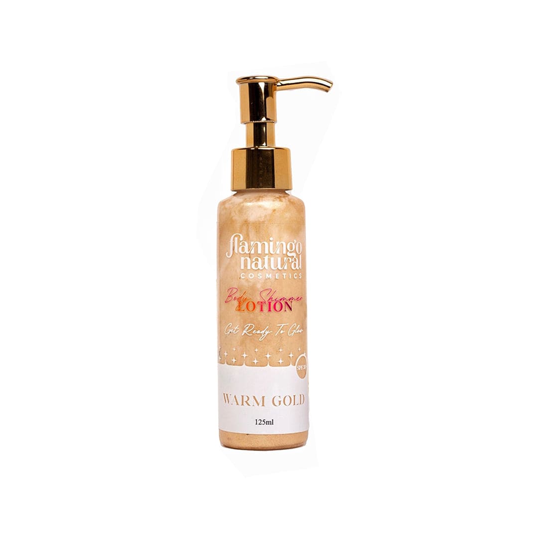 Flamingo Natural Body Shimmer Lotion Warm Gold - 125ml Moisturizer - XOXO cosmetics