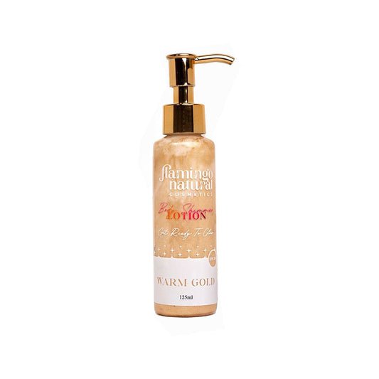 Flamingo Natural Body Shimmer Lotion Warm Gold - 125ml Moisturizer - XOXO cosmetics