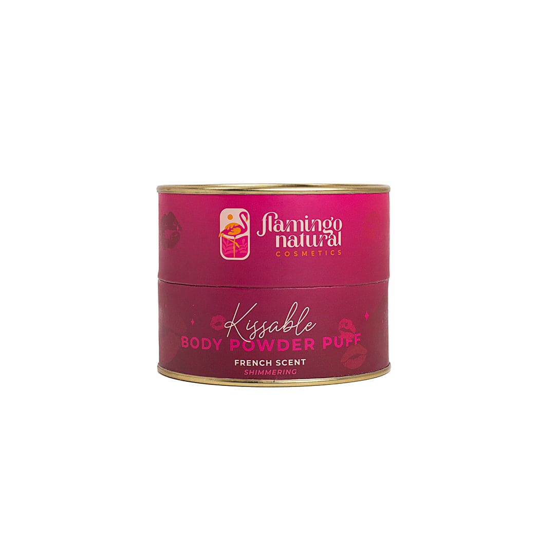 Flamingo Natural Kissable Body Powder Glitter Puff Body Shimmer - XOXO cosmetics
