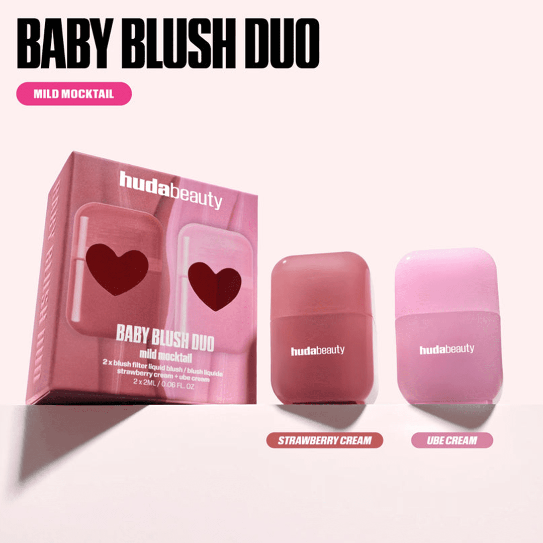 Huda Beauty Baby Blush Duo - Mild Mocktail 2 × 2ml Blush - XOXO cosmetics