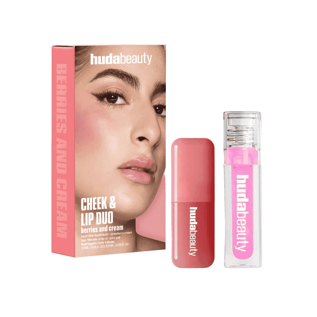 Huda Beauty Cheek & Lip Duo Berries And Cream Makeup Set - XOXO cosmetics