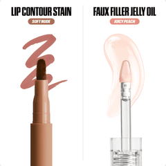 Huda Beauty Makeout Sesh Lip Duo - Peachy Nudes Lip Kit - XOXO cosmetics