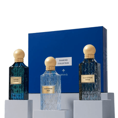 IBRAQ Diamond Collection Black Incense - Blue Aqua - Sapphire Leather Perfume Set - XOXO cosmetics
