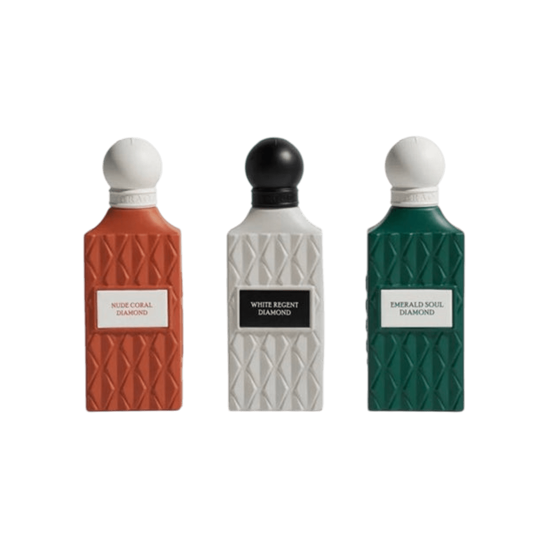 IBRAQ Diamond Collection Emerald Soul - White Regent - Nude Coral Perfume Set - XOXO cosmetics