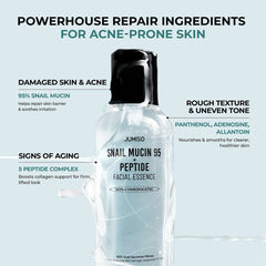 JUMISO Snail Mucin 95 + Peptide Facial Essence - NON-Comedogenic - 140ml Moisturizer - XOXO cosmetics