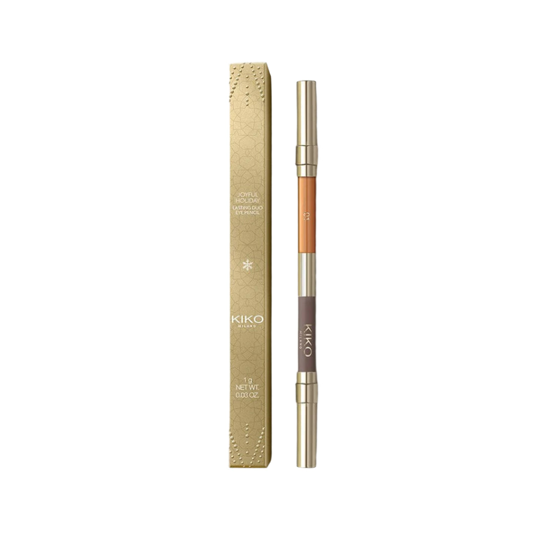 KIKO Joyful Holiday Lasting Duo Eye Pencil - 01 Kohl Kajal - XOXO cosmetics
