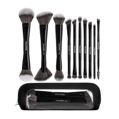 MAANGE 10Pcs Professional Dual-Ended Makeup Brush Set + Cosmetics Bag Makeup Tools - XOXO cosmetics