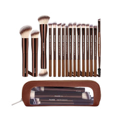 MAANGE 16pcs Aluminum Tube Makeup Brushes + Cosmetics Bag Makeup Tools - XOXO cosmetics