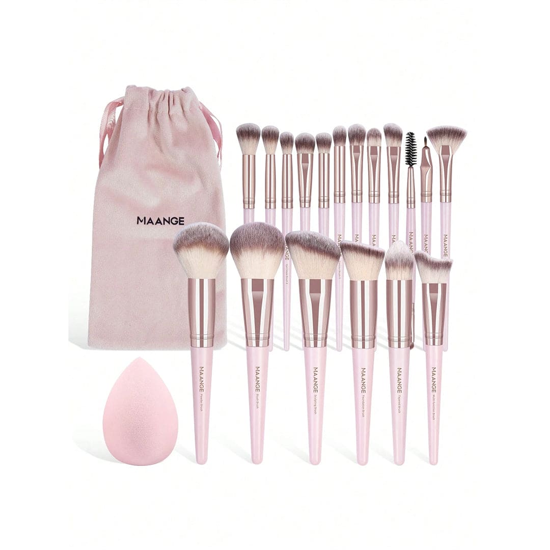 MAANGE 18Pcs Makeup Brush Set + 1 Brush Egg + 1 Velvet Pouch Makeup Tools - XOXO cosmetics