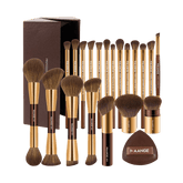 MAANGE 20pcs Professional Aluminum Tube Makeup Brushes & Sponge Puff Set + Storage Box Makeup Tools - XOXO cosmetics