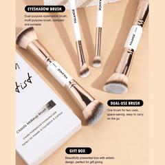 MAANGE 4pcs Dual-Ended Soft Natural Synthetic Makeup Brush Set White Makeup Tools - XOXO cosmetics