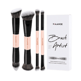 MAANGE 4pcs Dual-Ended Soft Natural Synthetic Makeup Brush Set Makeup Tools - XOXO cosmetics