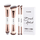 MAANGE 4pcs Dual-Ended Soft Natural Synthetic Makeup Brush Set White Makeup Tools - XOXO cosmetics