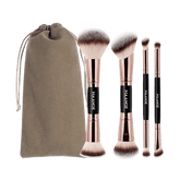 MAANGE 4pcs Professional Double-Headed Makeup Brush Set + 1Pc Velvet Bag Makeup Tools - XOXO cosmetics