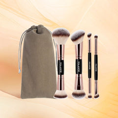 MAANGE 4pcs Professional Double-Headed Makeup Brush Set With Velvet Bag Makeup Tools - XOXO cosmetics