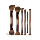 MAANGE 6pcs Double Headed Soft Natural Synthetic Hair Cosmetic Brush Set Makeup Tools - XOXO cosmetics