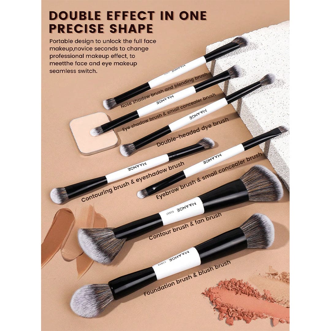 MAANGE 7Pcs Double Headed Soft Natural Synthetic Hair Cosmetic Brush Set Makeup Tools - XOXO cosmetics