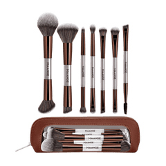 MAANGE 7Pcs Professional Facial Double-Ended Makeup Brush Set + Cosmetics Bag Makeup Tools - XOXO cosmetics