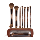 MAANGE 7Pcs Professional Facial Double-Ended Makeup Brush Set + Cosmetics Bag Makeup Tools - XOXO cosmetics