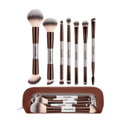 MAANGE 7Pcs Professional Facial Double-Ended Makeup Brush Set + Cosmetics Bag Makeup Tools - XOXO cosmetics