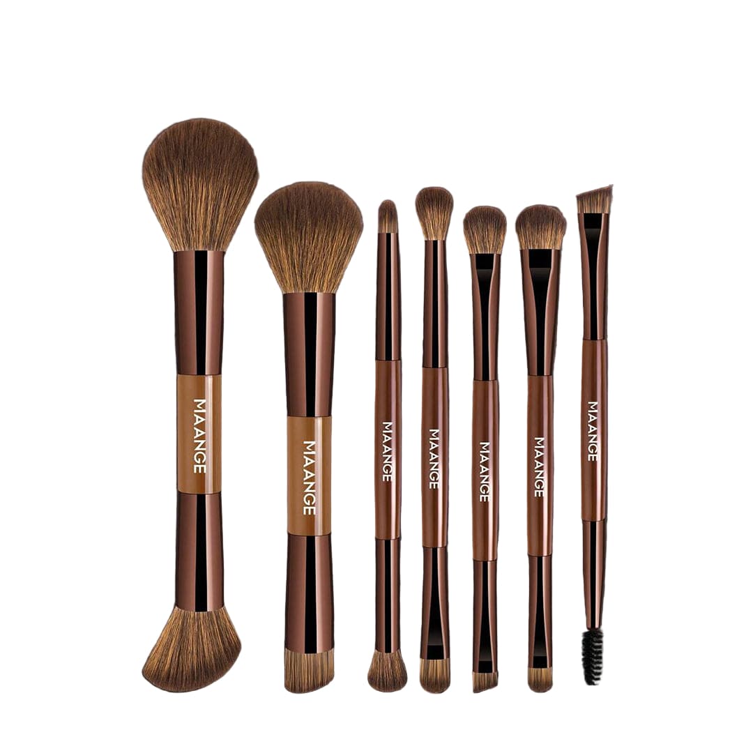 MAANGE 7Pcs Professional Facial Double-Ended Makeup Brush Set Makeup Tools - XOXO cosmetics