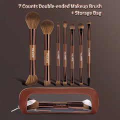 MAANGE 7Pcs Professional Facial Double-Ended Makeup Brush Set Makeup Tools - XOXO cosmetics