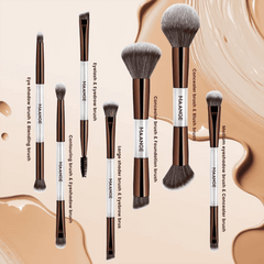 MAANGE 7pcs Soft Dual-Ended Multi-Functional Makeup Brush Set + Cosmetics Bag Makeup Tools - XOXO cosmetics