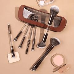 MAANGE 7pcs Soft Dual-Ended Multi-Functional Makeup Brush Set + Cosmetics Bag Makeup Tools - XOXO cosmetics