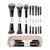 MAANGE 8Pcs Double Headed Soft Natural Synthetic Hair Cosmetic Brush Set + Cosmetics Bag Makeup Tools - XOXO cosmetics