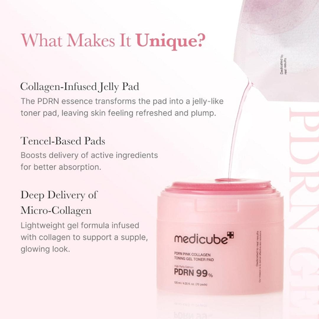 Medicube PDRN 99% Pink Collagen Toning Gel Toner PAD - 120ml Face Mask - XOXO cosmetics