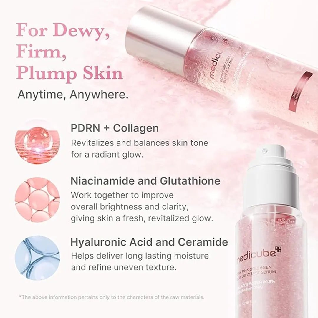 Medicube PDRN Pink Collagen Glow Jelly Mist Serum - 100ml Face Serum - XOXO cosmetics