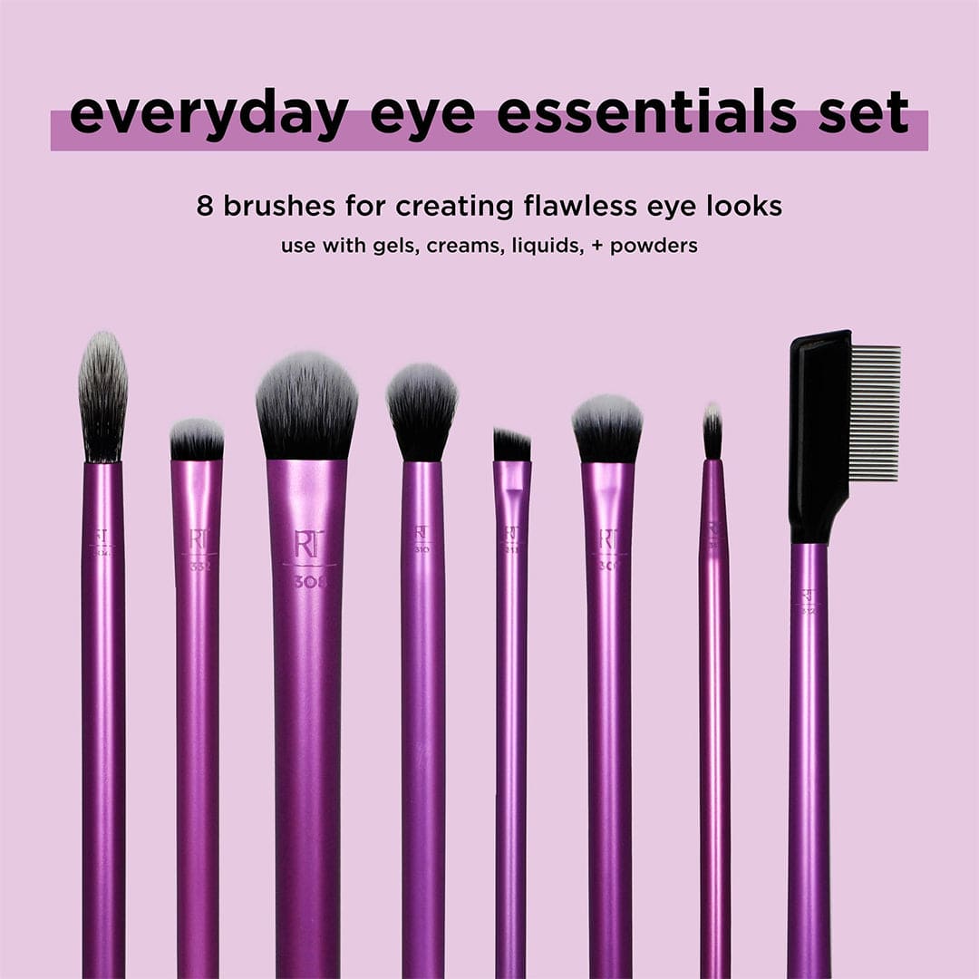 Real Techniques Everyday Eye Essentials - 8 Must-Have Eye Brushes Makeup Tools - XOXO cosmetics