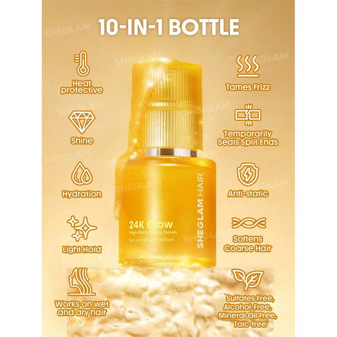 SHEGLAM 24K Glow High Shine Styling Serum Hair Serum - XOXO cosmetics