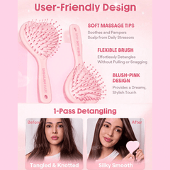 SHEGLAM Cupid's Charm Sweet Heart Paddle Brush Hair Tools - XOXO cosmetics