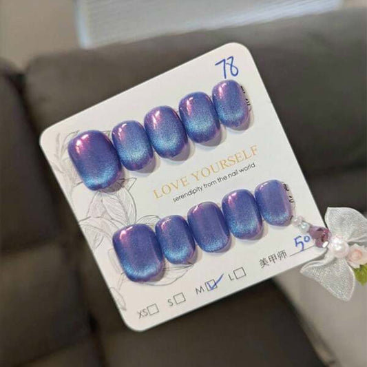SHEIN 10 PCS Handmade Dream Aurora Cat's Eye Side Light Flashing Press On Nails Press On Nails - XOXO cosmetics
