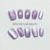 SHEIN 10pcs Shiny Short Square Purple Cat Eye Design Press On Nails Press On Nails - XOXO cosmetics