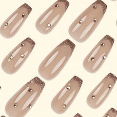 SHEIN 24Pcs Nail Gems Long Almond Glitter Geometry Stripe Pattern Press On Nails Press On Nails - XOXO cosmetics