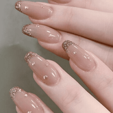 SHEIN 24Pcs Nail Gems Long Almond Glitter Geometry Stripe Pattern Press On Nails Press On Nails - XOXO cosmetics