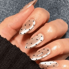 SHEIN 24pcs Almond-Shaped Black Polka Dot Press On Nails Press On Nails - XOXO cosmetics