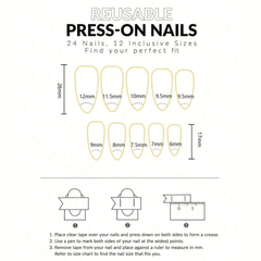 SHEIN 24pcs Almond Shaped Blue Polka Dot Striped Floral Press On Nails Press On Nails - XOXO cosmetics