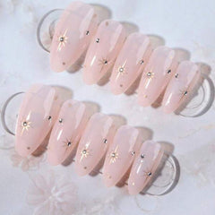 SHEIN 24pcs Long Almond Stars With Rhinestones Design Tip Press On Nails Press On Nails - XOXO cosmetics