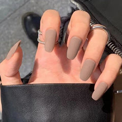 SHEIN 24pcs Matte Medium Long Almond-shaped Light Grey Press On Nails Press On Nails - XOXO cosmetics