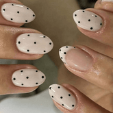 SHEIN 24pcs Minimalist Black Polka Dot Short Oval Press On Nails Press On Nails - XOXO cosmetics