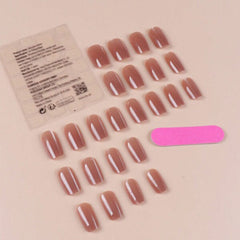 SHEIN 24pcs Short Square French Minimalist Style Press On Nails Press On Nails - XOXO cosmetics
