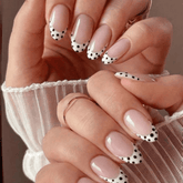 SHEIN 24pcs White Polka Dot Almond Shaped Press On Nails Press On Nails - XOXO cosmetics