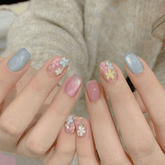 SHEIN 30Pcs Short Coffin Shape Spring Fresh Small Flower Press On Nails Press On Nails - XOXO cosmetics