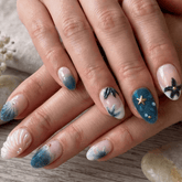 SHEIN 30pcs Almond Shape 3D Gel Cat Eye Flower Ocean Press On Nails Press On Nails - XOXO cosmetics
