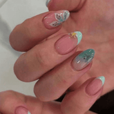 SHEIN 30pcs Short Almond Flower & Ocean French Design Press On Nails Press On Nails - XOXO cosmetics